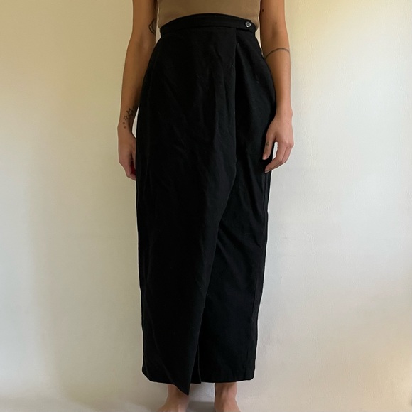 KGR Black Wool Wrap Maxi Skirt - Picture 1 of 7
